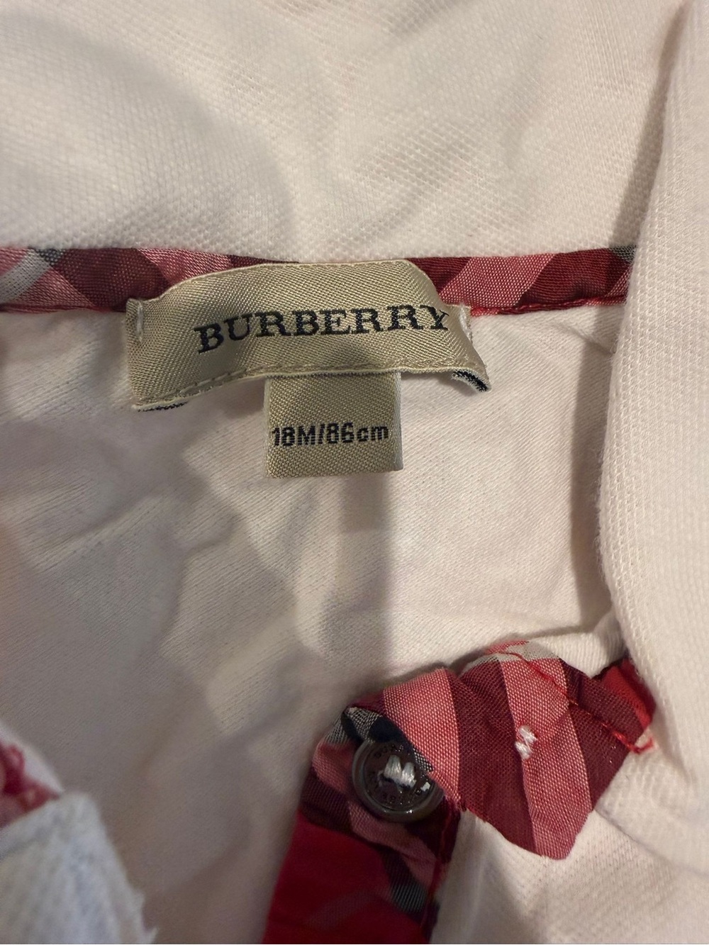 Burberry White Polo White Logo preppy Baby girl plaid